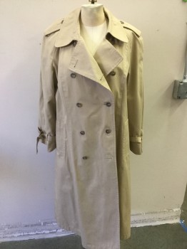 Womens, Coat, Trenchcoat, NL, Khaki Brown, Khaki Brown, Red, Navy Blue, White, Cotton, Polyester, Solid, Plaid, 12P, Double Breasted, Epaulet , Pockets Wrist Straps,* Missing Belt, Plaid Flannel Lining Red/navy/khaki/white
