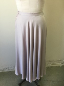 Womens, 1990s Vintage, Skirt, JACQUES VERT, Mauve Pink, Polyester, Solid, W28, 8, Crepe, 1" Wide Waistband, Bias Cut, Mid Calf Length, Flared, Elastic Waist at Center Back (Non Stretch in Front), Invisible Zipper at Side,