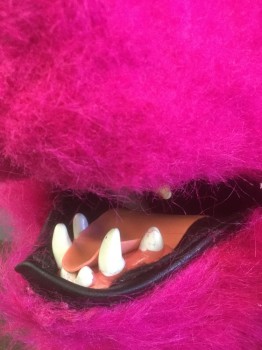 N/L, Neon Pink, Polyester, Plastic, Solid, PANTHER/ BIG CAT- HEAD,  Neon Pink Plush with Green Glass Eyes, Detailed Black Nose and Open Mouth with Teeth/Tongue, Package Includes, Body, Gloves And Shoe Covers, Max Height 5'11"