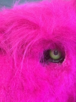 N/L, Neon Pink, Polyester, Plastic, Solid, PANTHER/ BIG CAT- HEAD,  Neon Pink Plush with Green Glass Eyes, Detailed Black Nose and Open Mouth with Teeth/Tongue, Package Includes, Body, Gloves And Shoe Covers, Max Height 5'11"