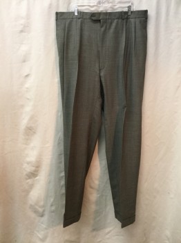 Mens, 1990s Vintage, Suit, Pants, MOORES, Gray, Black, Wool, Birds Eye Weave, 40/34, Dbl Pleated, Cuffed