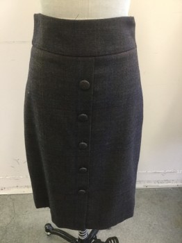 Womens, Skirt, Below Knee, NL, Brown, Royal Blue, Red Burgundy, Red, Pink, Wool, Plaid, Tweed, W:28, Wide Waist Band, Wide Tuck Pleat with Covered Button Front, Straight