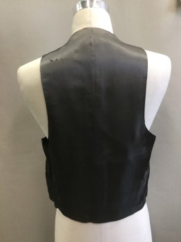 Mens, 1970s Vintage, Suit, Vest, N/L, Gray, Black, Red, Wool, Plaid, 40, V-neck, 5 Buttons, Lining Back