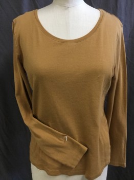 Womens, Top, EMERSON, Mustard Yellow, Cotton, Polyester, Solid, M, Dark Mustard, Round Neck,  Long Sleeves,