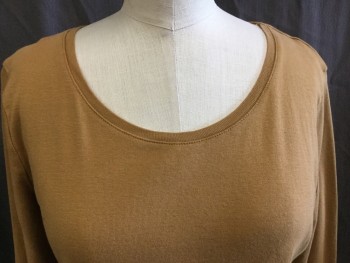 Womens, Top, EMERSON, Mustard Yellow, Cotton, Polyester, Solid, M, Dark Mustard, Round Neck,  Long Sleeves,