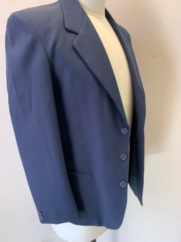 Childrens, Blazer, N/L , Navy Blue, Polyester, Solid, 18 R, 3 Button Front, Notched Lapel, 2 Pockets,