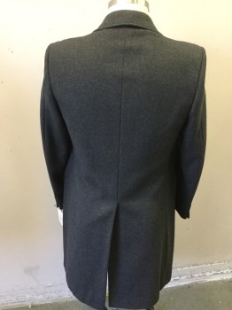 Mens, Coat, Overcoat, FUSO DO'RO, Dk Gray, Wool, Heathered, 42 R, Single Breasted, Notched Lapel, 2 Pockets,