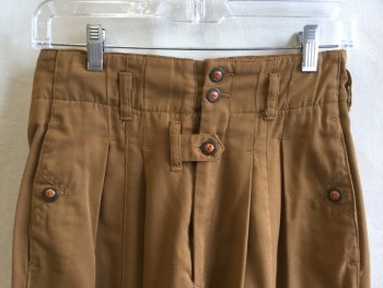 STATE OF THE ART, Orange, Polyester, Rayon, Solid, Orange-brown, 2" Waistband, with Belt Hoops and 2 Orange with Ornate Trim Button Front, 3 Pockets