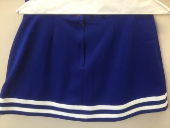 Womens, Cheer Bottom, CHASSE, White, Blue, Polyester, Solid, Stripes, 10, Zipper Center Back with Button. 3 Slashes Off Center Front Lined in White See Detail Photo