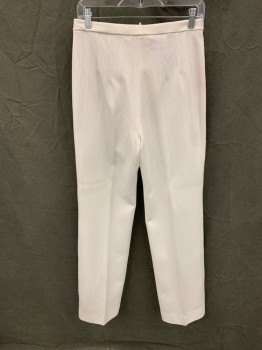 Womens, Pants, BERGDORF GOODMAN, White, Polyester, Solid, 28, Ribbed Knit, Elastic Waistband, *dirty Right Knee*