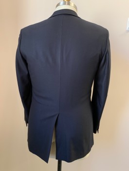 Mens, Suit, Jacket, DENNIS KIM, Navy Blue, Wool, Solid, 2 Buttons, Single Breasted, Notched Lapel, 3 Pockets,