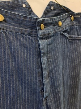 N/L, Black, Sand, Cotton, Stripes - Pin, Button Front, 4 Buttons at Waist, Adjustment Strap at Back, 4 Pocket,
