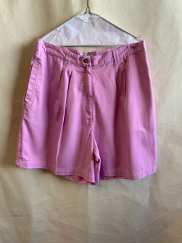 Womens, Shorts, CABIN CREEK, Pink, Poly/Cotton, W34, Side Pockets, Zip Front, Pleat Front, 1 Back Pocket