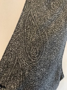 Mens, Vest, PERRY ELLIS, Black, Gray, Off White, Rayon, Paisley/Swirls, Solid, C:38, Button Front, 2 Pockets, Back Half Belt
