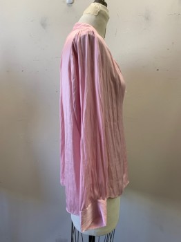 Womens, Blouse, ZIDAG & VOLTAIRE, Pink, Polyester, Solid, S, V-neck, Collar Stand, Long Sleeves,