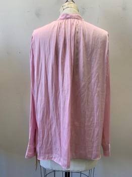 Womens, Blouse, ZIDAG & VOLTAIRE, Pink, Polyester, Solid, S, V-neck, Collar Stand, Long Sleeves,