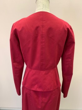 YVES SAINT LAURENT, Red Burgundy, Cotton, Silk, Boat Neckline, Single Breasted, Button Front, Tortoise Shell Buttons, Hidden Buttons