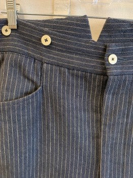 NL, Charcoal Gray, Beige, Cotton, Stripes, Button Front, F.F, 3 Pockets, Suspender Buttons, Back Half Belt, 1 Pocket