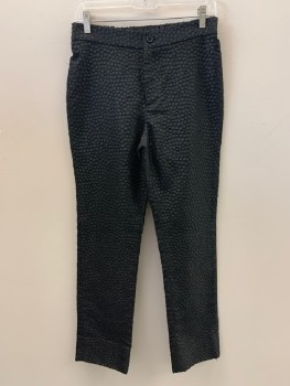 Womens, Sci-Fi/Fantasy Pants, NO LABEL, Black, Polyester, Textured Fabric, 28/29, F.F, Elastic Waist Band, Zip Front, Made To Order
