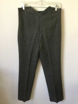MTO, Black, Gray, Wool, Houndstooth, Tweed, Button Fly,  High Waist, Flat Front, Suspender Buttons, 2 Side Pockets, Made To Order