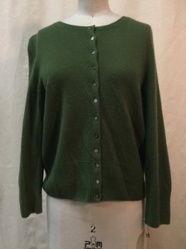 Womens, Sweater, PURE, Green, Cashmere, Solid, 6, Green, Button Front,