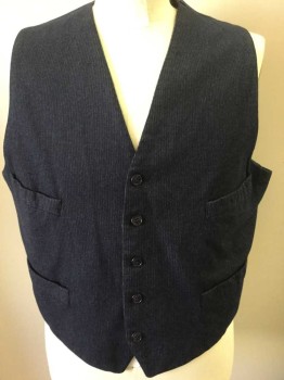 MTO, Navy Blue, White, Wool, Stripes - Pin, 5 Buttons, 4 Pockets, Back is the Same As Front,