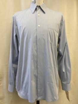 GEOFFREY BEENE, Blue, Poly/Cotton, Solid, Button Front, Collar Attached, Long Sleeves, 1 Pocket, Multiple