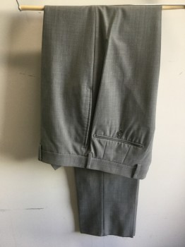 CALVIN KLEIN, Lt Gray, Wool, Elastane, Single Breasted, 2 Buttons,  Notched Lapel, Top Stitching