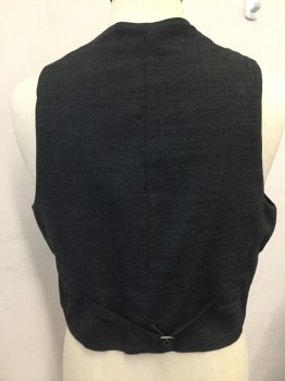 N/L, Black, Gray, Wool, Stripes - Micro, 5 Button Single Breasted, Black and Gray Horizontal Weave in Wool Front and Back. Black Satin Lining. Adjustable Back Waist,