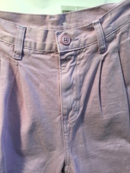 Womens, Shorts, J. GALT, Lavender Purple, Cotton, Solid, W 24, Lavender, 2 Pleat Front, 3 Pockets, Zip Front,