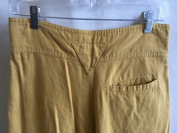 OUTBACK RED, Goldenrod Yellow, Rayon, Linen, Solid, 3" Waistband with Triangle Belt Hoops with 1 Overlap Pleat Front, 3 Pockets