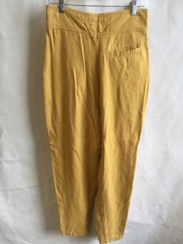 OUTBACK RED, Goldenrod Yellow, Rayon, Linen, Solid, 3" Waistband with Triangle Belt Hoops with 1 Overlap Pleat Front, 3 Pockets