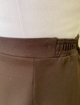ACADEMY AWARD , Brown, Polyester, Solid, 1" Wide Waistband with Elastic Waist in Back, A-Line, Knee Length, Invisible Zipper in Back with 1 Gold Embossed Button,