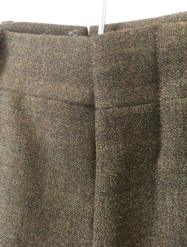 N/L, Brown, Wool, Speckled, Solid, Flat Front, Zip Fly, 4 Pockets, Slim Leg,