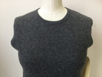 Womens, Sweater Vest, AUTUMN CASHMERE, Charcoal Gray, Cashmere, Heathered, M, Crew Neck, Sleeveless, Knit, Pullover,