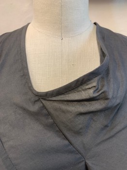 Womens, Top, COMME DES GARCONS, Gray, Cotton, Solid, B 34, Batiste, De-constructed, Cap Sleeves, Raw Edged Sleeves and Hem