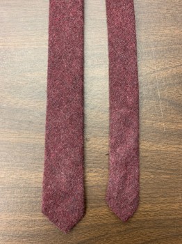 ARCO CRAVATS, Red Burgundy, Wool, Speckled, 4 in Hand, Slim, Variegated Color,
