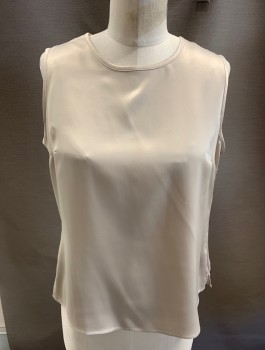 Womens, Blouse, KASPER, Ivory White, Polyester, Solid, M, Slvls, Key Hole Back Closure With Button