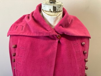 Womens, Cape/Poncho, N/L, Pink, Wool, Solid, L/XL, Lots Of Round Mauve Button Detail On Front & Back, Button Hole Detail Front & Back, Single Btn. Closure At Neck, Sailor Collar Attached