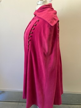 Womens, Cape/Poncho, N/L, Pink, Wool, Solid, L/XL, Lots Of Round Mauve Button Detail On Front & Back, Button Hole Detail Front & Back, Single Btn. Closure At Neck, Sailor Collar Attached