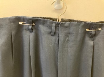 Mens, Pants, KURLNOT, Navy Blue, Wool, Polyester, Solid, 42/29, Zip Fly, Belt Loops, Side Pckts, Dbl Pleats, 2 Back Pckts, Repaired Hole @ Knee, Worn Edges At Waist & Fly