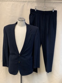 ISTANTE, Navy Blue, Black, Wool, Glen Plaid, Notched Lapel, 2 Buttons, Single Breasted, 3 Pockets, Metal Buttons, Double Vents, Unlined