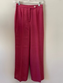 Womens, 1980s Vintage, Suit, Pants, EVABN PICONE, Pink, Linen, Solid, H 36, W 26, Zip Front, Tab Closure, F.F,