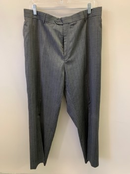 BERTOLINI, Dk Gray, Dk Purple, Wool, Silk, Stripes, F.F, Slant Pockets