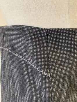 REBECCA TAYLOR, Charcoal Gray, Gray, Wool, Lycra, Birds Eye Weave, Pencil Skirt, Knee Length, Zig Zag Stitching at Hips, Pleated at Center Back Hem