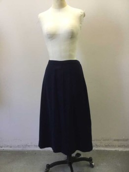 Womens, 1940s Vintage, Suit, Skirt, NL, Navy Blue, Wool, Solid, H38, W26, Lightly Tapered.  Center and Back Seam. Side Seam Zipper. Slits at Side Seams. Black Fabric Inserted to Right Waist