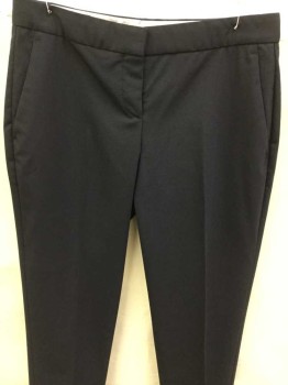 Womens, Slacks, THEORY, Midnight Blue, Wool, Solid, 2, Low Rise, 4 Pockets, Drain Pipe, No Belt Loops,