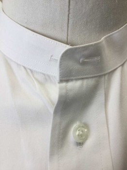 LIPMAN AND SONS, White, Cotton, Solid, Long Sleeve Button Front, Band Collar, No Pocket, French Cuffs,