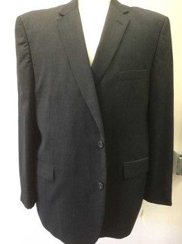 Mens, Suit, Jacket, JOSEPH FEISS, Charcoal Gray, Wool, Solid, 50 R, 2 Buttons,  3 Pockets,