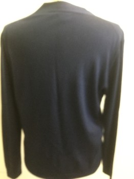 Mens, Cardigan Sweater, JCREW, Navy Blue, Wool, Solid, L, V-neck, Cardigan , Front Pockets